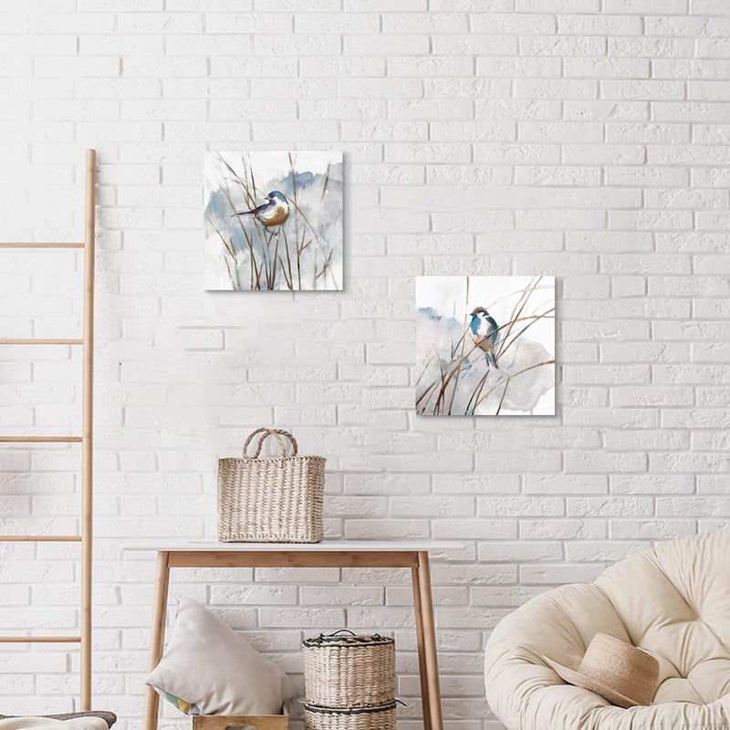 Hardy Gallery Abstract Bird Picture Wall Art: Animal Birds on Reed Artwork Painting on Canvas for Living Room (16â€ x 16â€ x 2 Panels) - Image 4